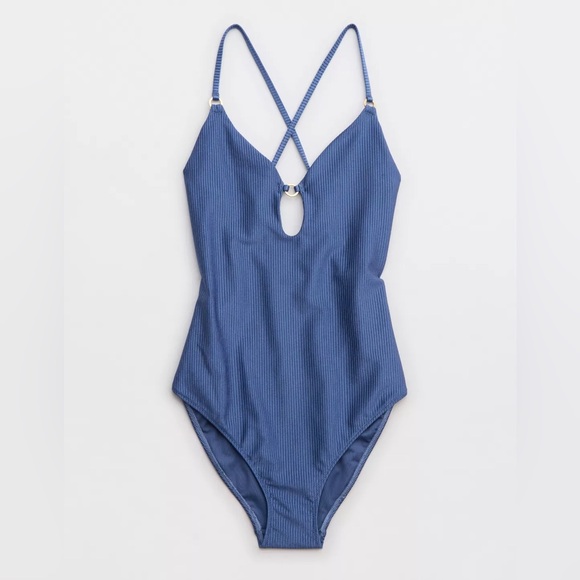 NWT Aerie Shine Rib Full Coverage One Piece Swimsuit - Picture 5 of 7
